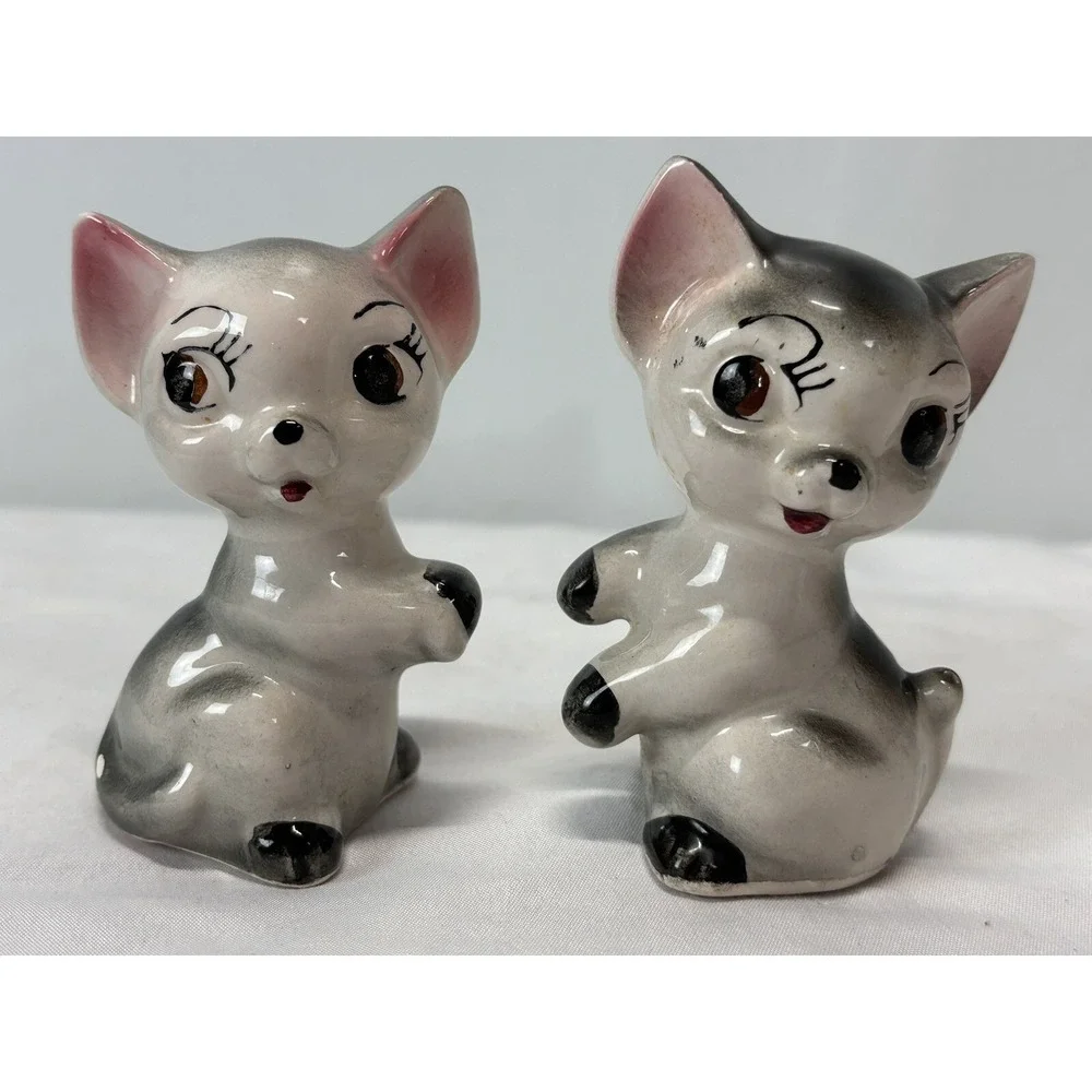 Vtg Kitty Cat Salt And Pepper Shakers Made In Japan